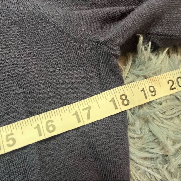 Halogen Navy Puff Sleeve Merino Wool Sweater Size M - Picture 4 of 6